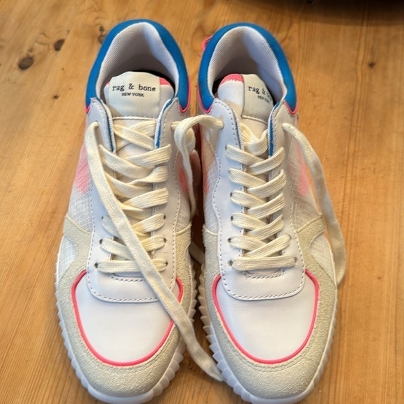 rag & bone New York Women Retro Runner 2.0 Sneakers White Pink Multi sz 8 - Picture 4 of 10
